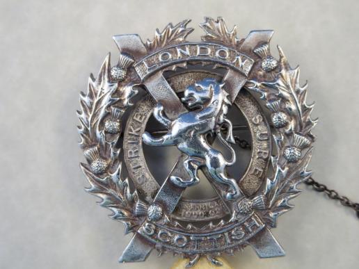 The London Scottish WW1 Officers Silver Glengarry Badge