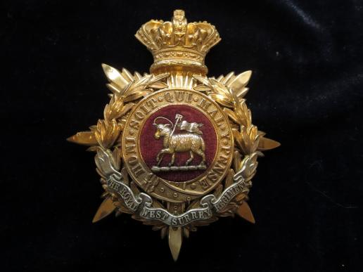 Royal West Surrey Regiment Victorian Officers Helmet Plate