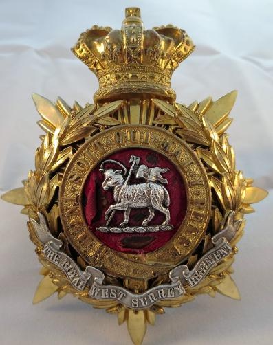 QVC The Queens Royal West Surrey Regiment Officers Helmet Plate