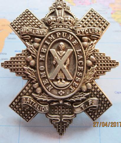 Black Watch 8th Battalion (Highland Cyclists) O/Rs Glengarry badge