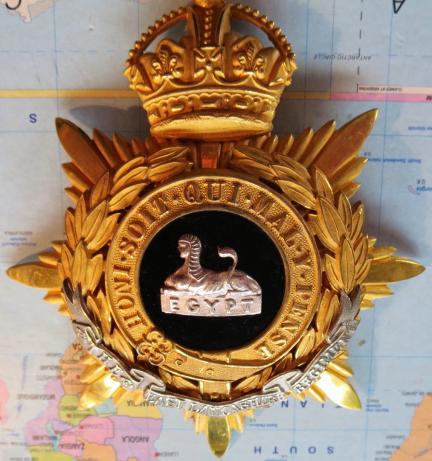 The East Lancashire Regiment KC Officers Blue Cloth Helmet Plate