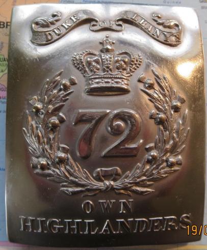 72nd Duke of Albany's own Highlanders Silvered Shoulder Belt Plate