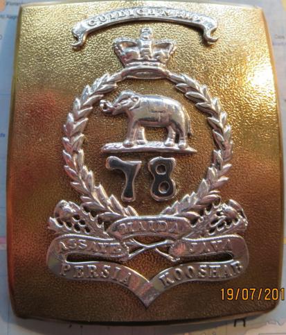 Victorian 78th Ross-shire Buffs Officers Shoulder Belt Plate