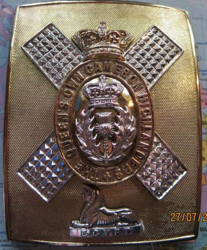 Cameron Highlanders Victorian Officers Shoulder Belt Plate