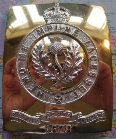 Royal Scots Fusiliers Kings Crown Officers Shoulder Belt Plate