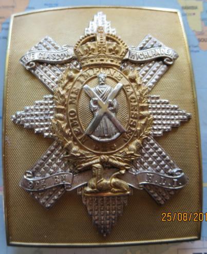 The Glasgow Highlanders Post 1901 Officers Shoulder Belt Plate