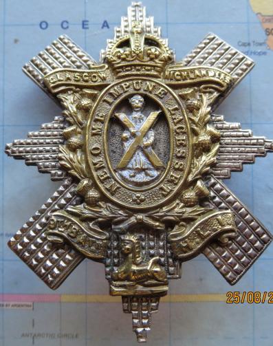 HLI Glasgow Highlanders post 1901 NCOs Glengarry badge