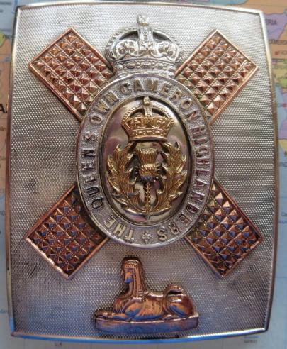 Cameron Highlanders 1st Vol Battn Officers Shoulder Belt Plate