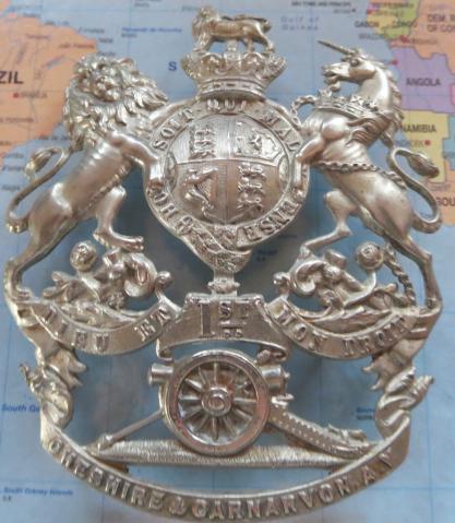 1st Cheshire & Carnarvon Artillery Volunteers Officers Victorian Blue Cloth Helmet Plate