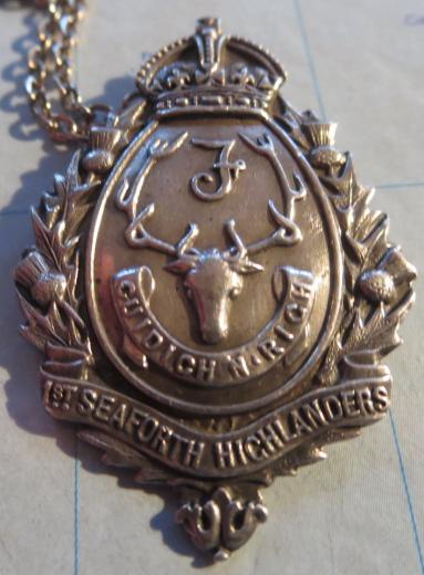 Seaforth Highlanders Hallmarked Fob/ Sweetheart piece 1908