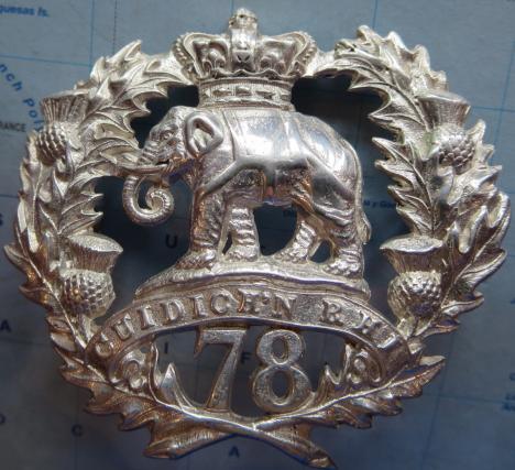 78th Highlanders (Ross-Shire Buffs) Officers silver  bonnet badge