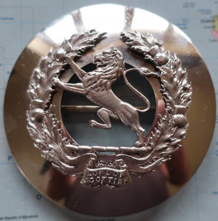 The London Scottish Pipers or NCOs Silver plated Plaid Brooch