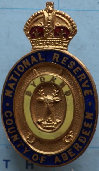 WW1 County of Aberdeen National Reserve  lapel badge
