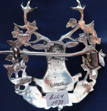 Gordon Highlanders Post WW2 Silver Hallmarked Officers Bonnet badge